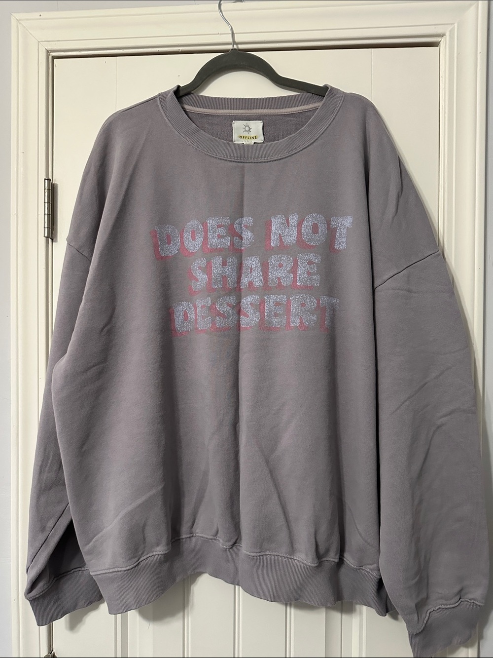 aerie Purple 'Does Not Share Dessert' Graphic Crewneck Sweatshirt
